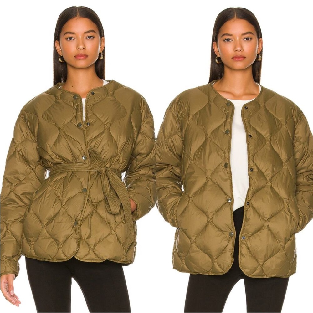 rag & bone Olive Quilted Belted Puffer Jacket